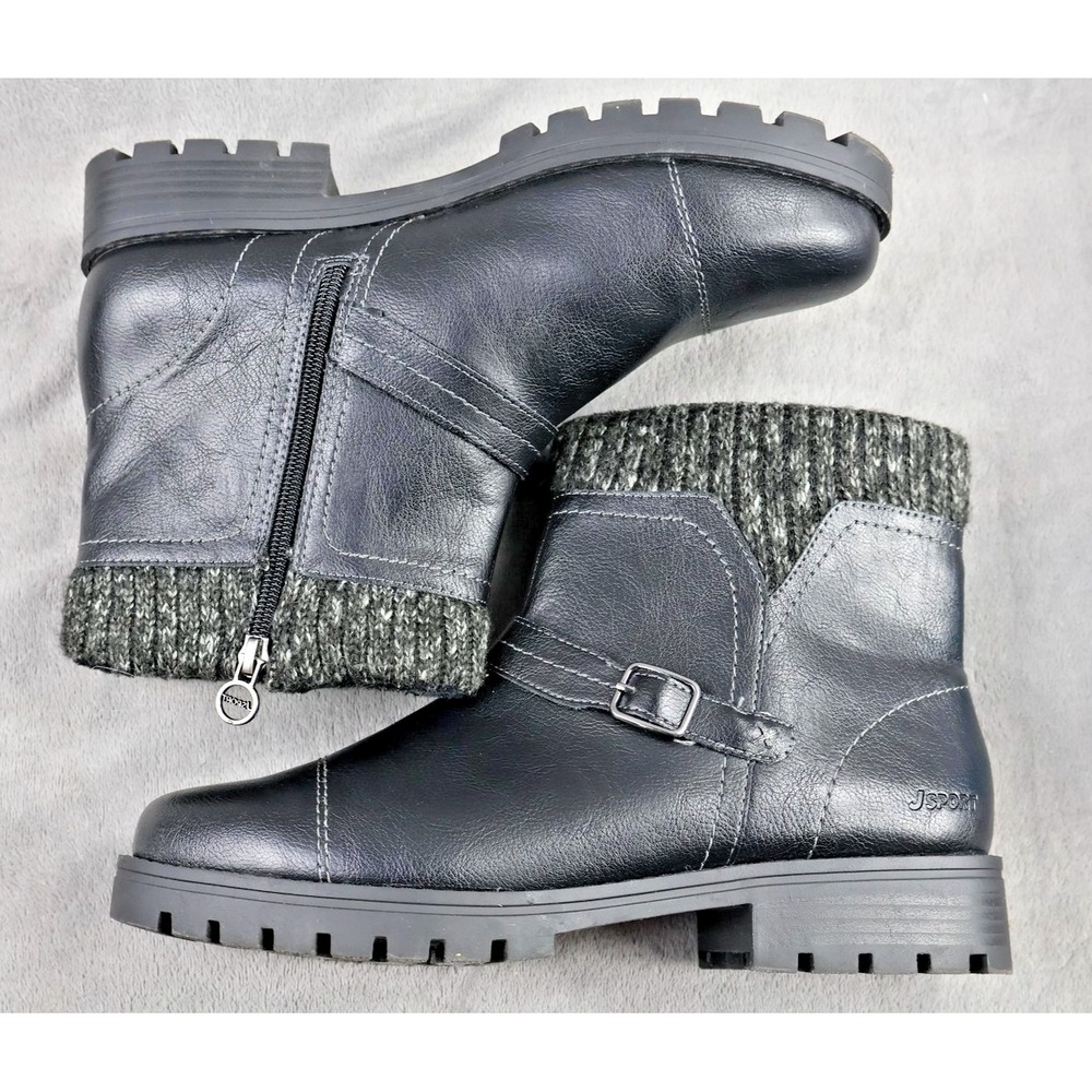 J Sport‎ Violet Boots Womens 10 Black Faux Leather Ankle S5VLT01 - Picture 3 of 4